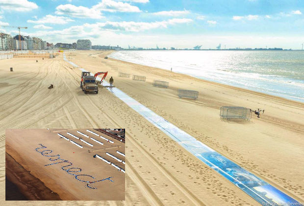 Canon print banner van 1 km lang voor kunstproject met de Océ Colorado.